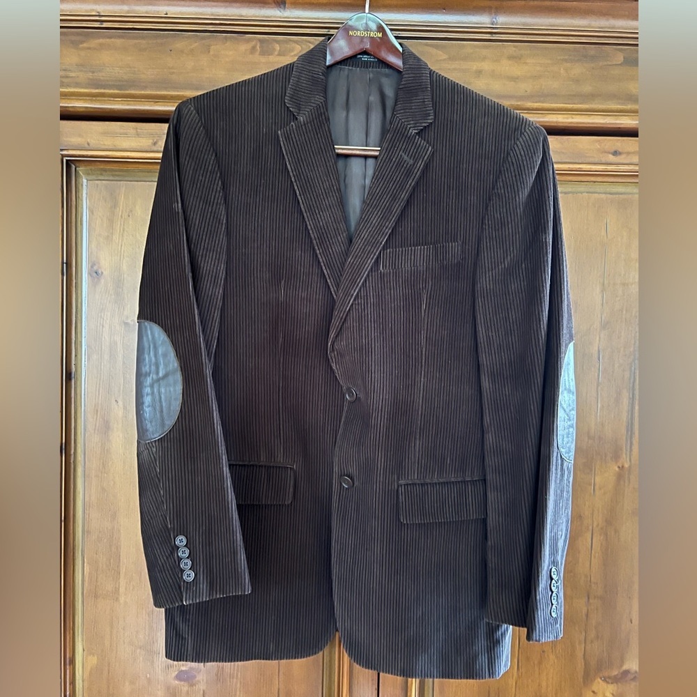 John Varvatos Corduroy Blazer w/ Leather Accents
